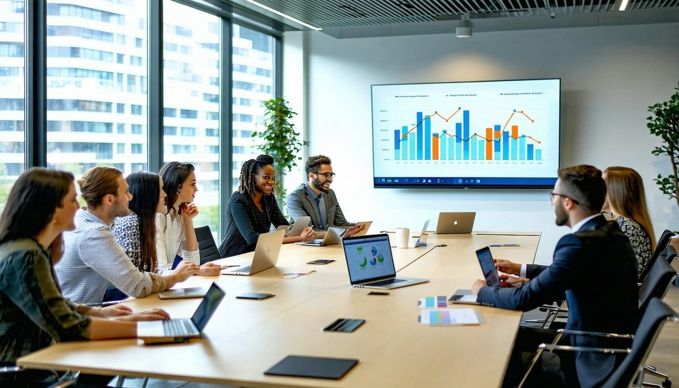 Equipe empresarial em reunião estratégica